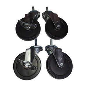 NSF Chrome Shelving Wheels Casters Rolling Set Four, Black Stainless Steel NEW
